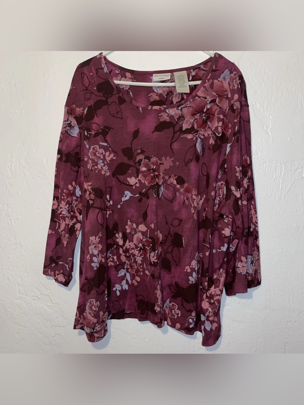 White Stag Plum Floral Long Sleeve Tee 4XL